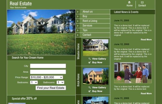 Сайт Покупка недвижимости (Real Estate)