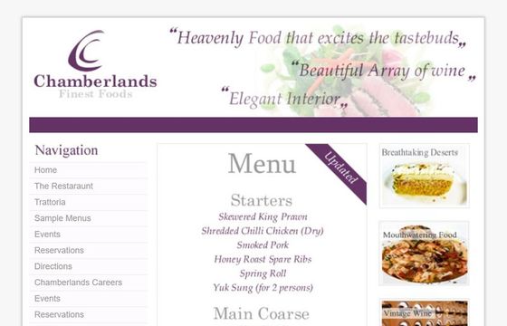 Шаблон Chamberlands Restaraunt